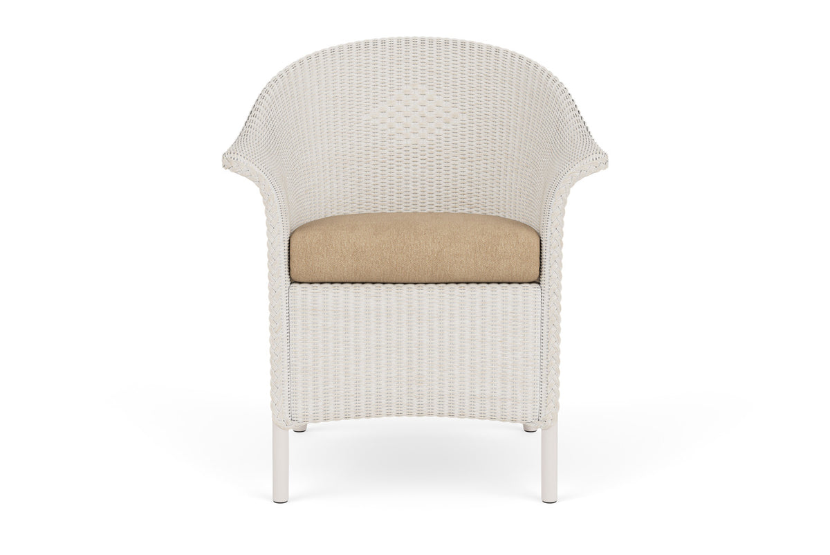 Lloyd Flanders Lloyd Loom Dining Armchair β 1x1 Weave in Antique White with Hayden Sand fabric