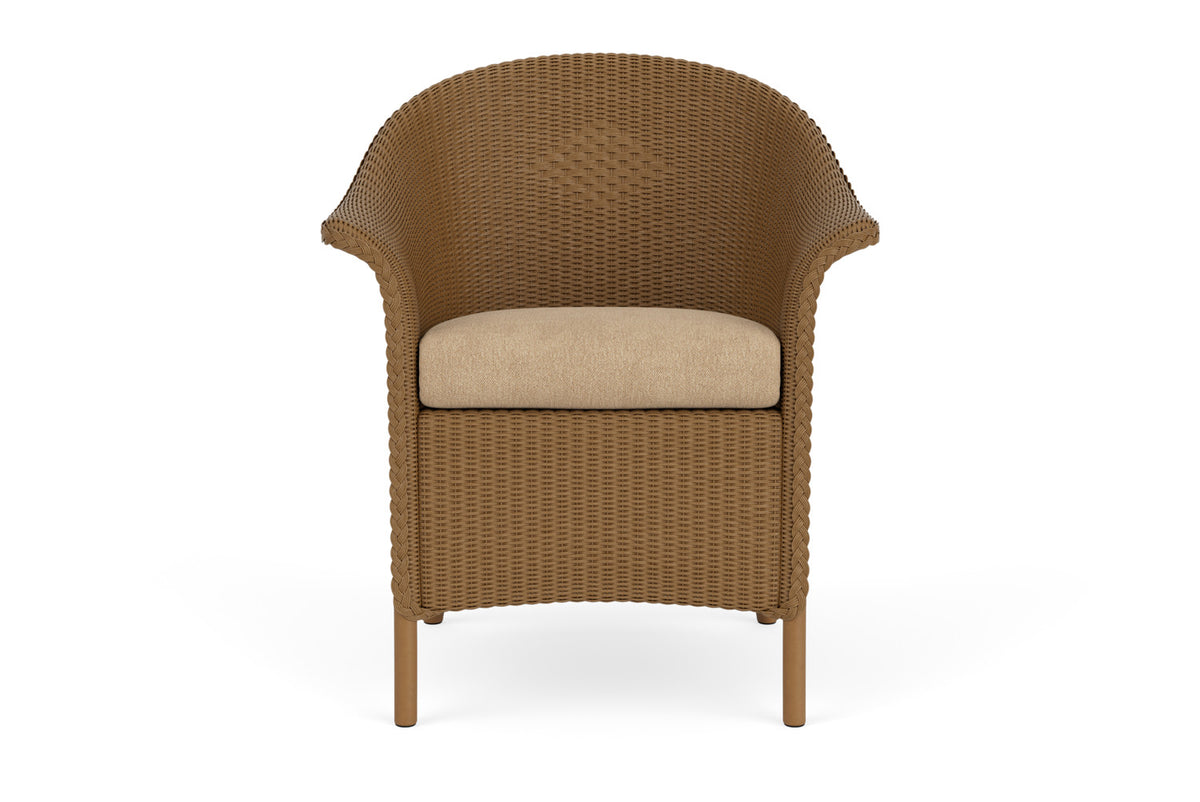 Lloyd Flanders Lloyd Loom Dining Armchair β 1x1 Weave in Hickory with Hayden Sand fabric