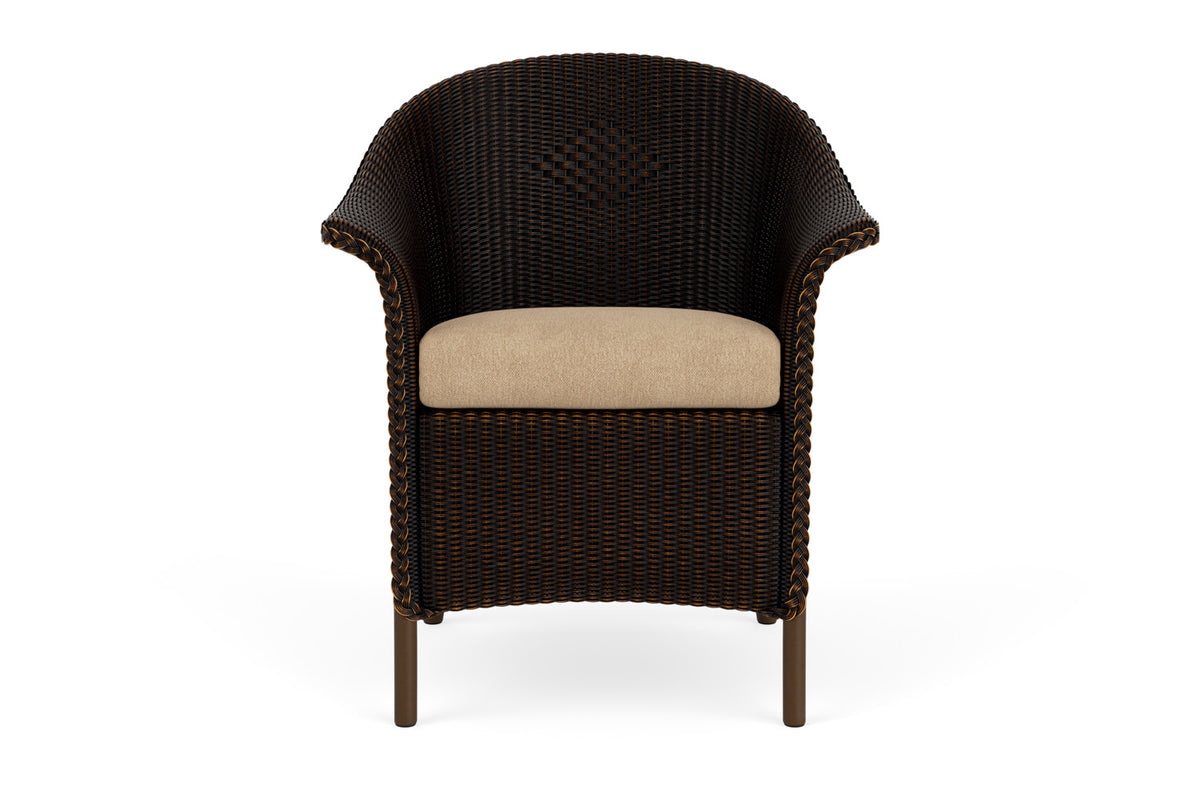 Lloyd Flanders Lloyd Loom Dining Armchair β 1x1 Weave in Mink with Hayden Sand fabric