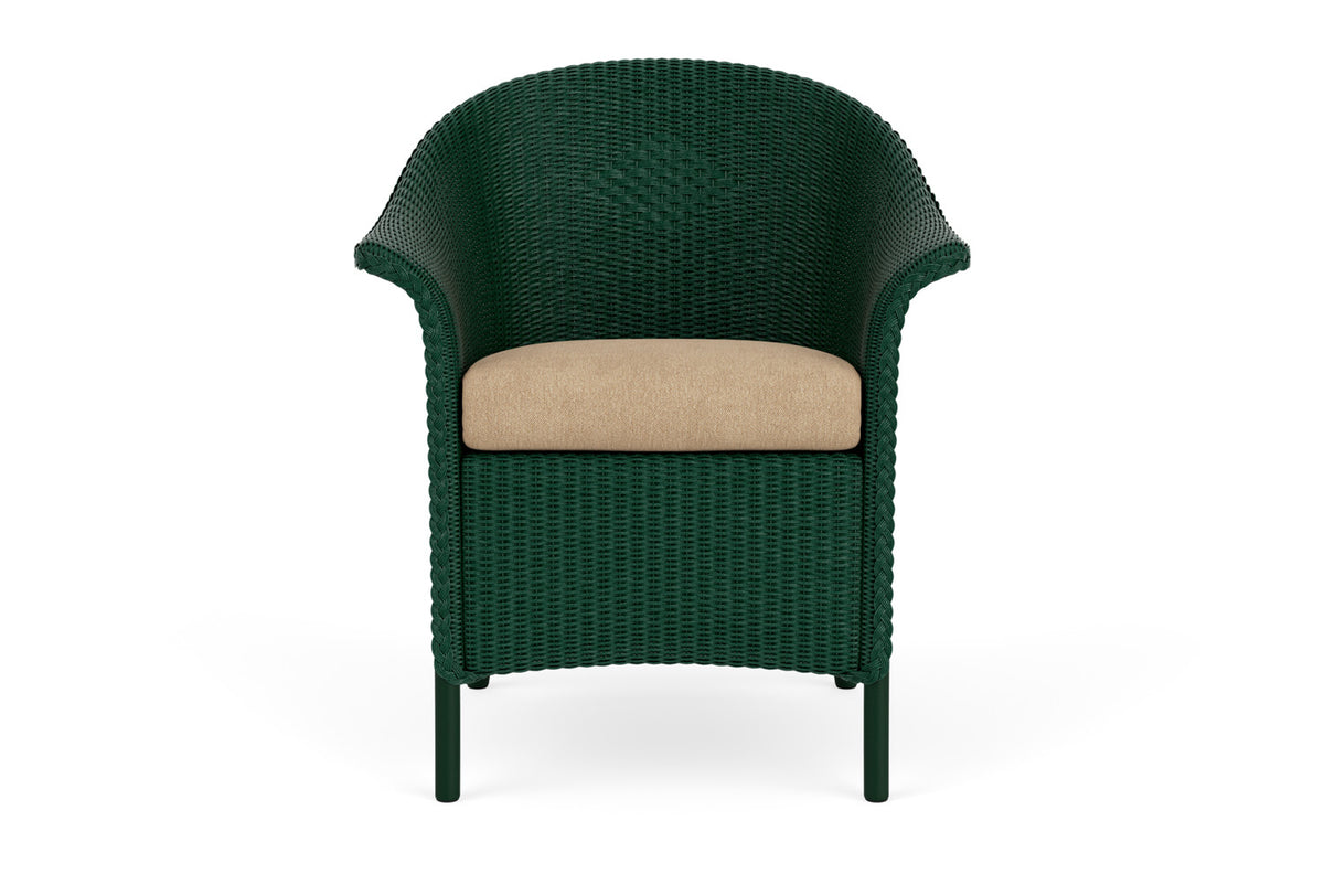Lloyd Flanders Lloyd Loom Dining Armchair β 1x1 Weave in Woodland with Hayden Sand fabric