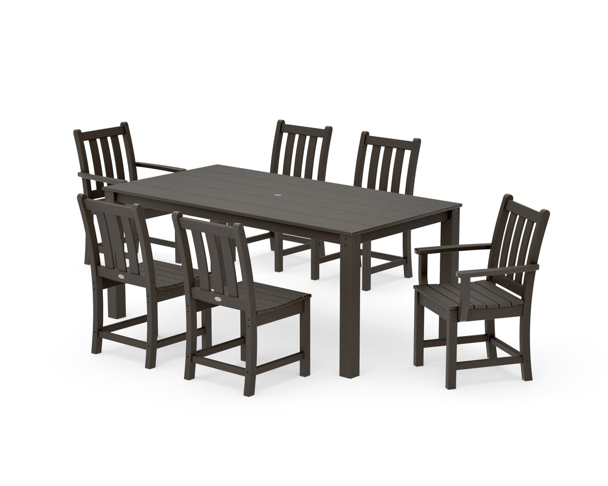 POLYWOOD Traditional Garden 7-Piece Parsons Dining Set in Vintage Coffee
