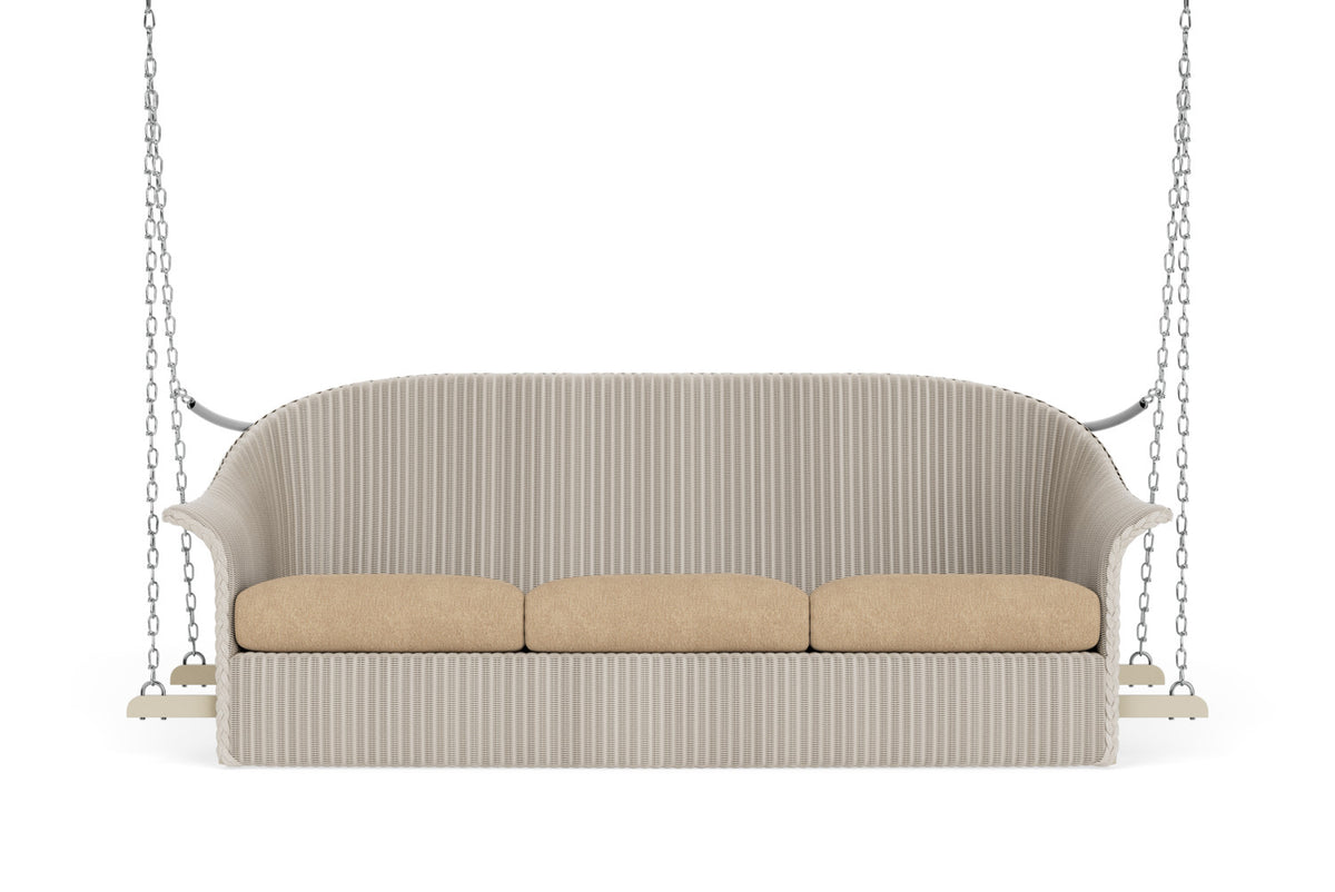 Lloyd Flanders Lloyd Loom 3-Seat Sofa Swing – 1x1 Weave in Linen with Hayden Sand fabric