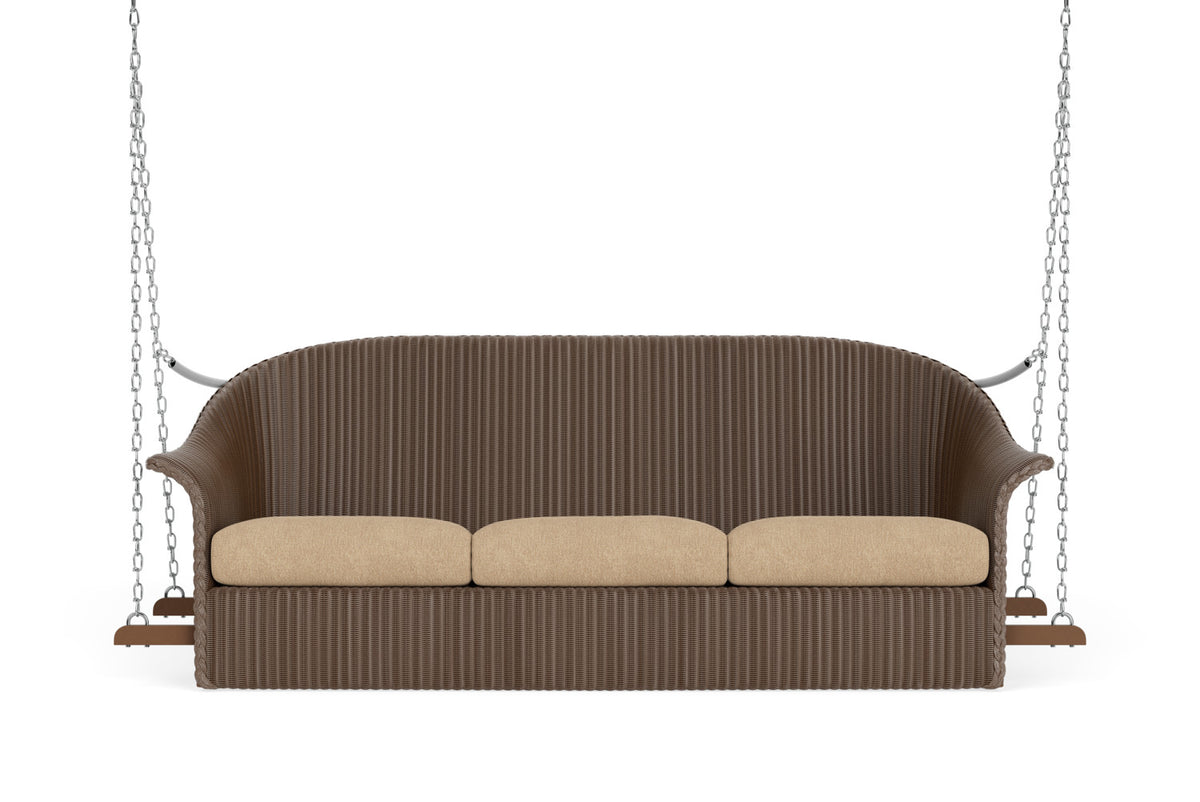 Lloyd Flanders Lloyd Loom 3-Seat Sofa Swing – 1x1 Weave in Bark with Hayden Sand fabric