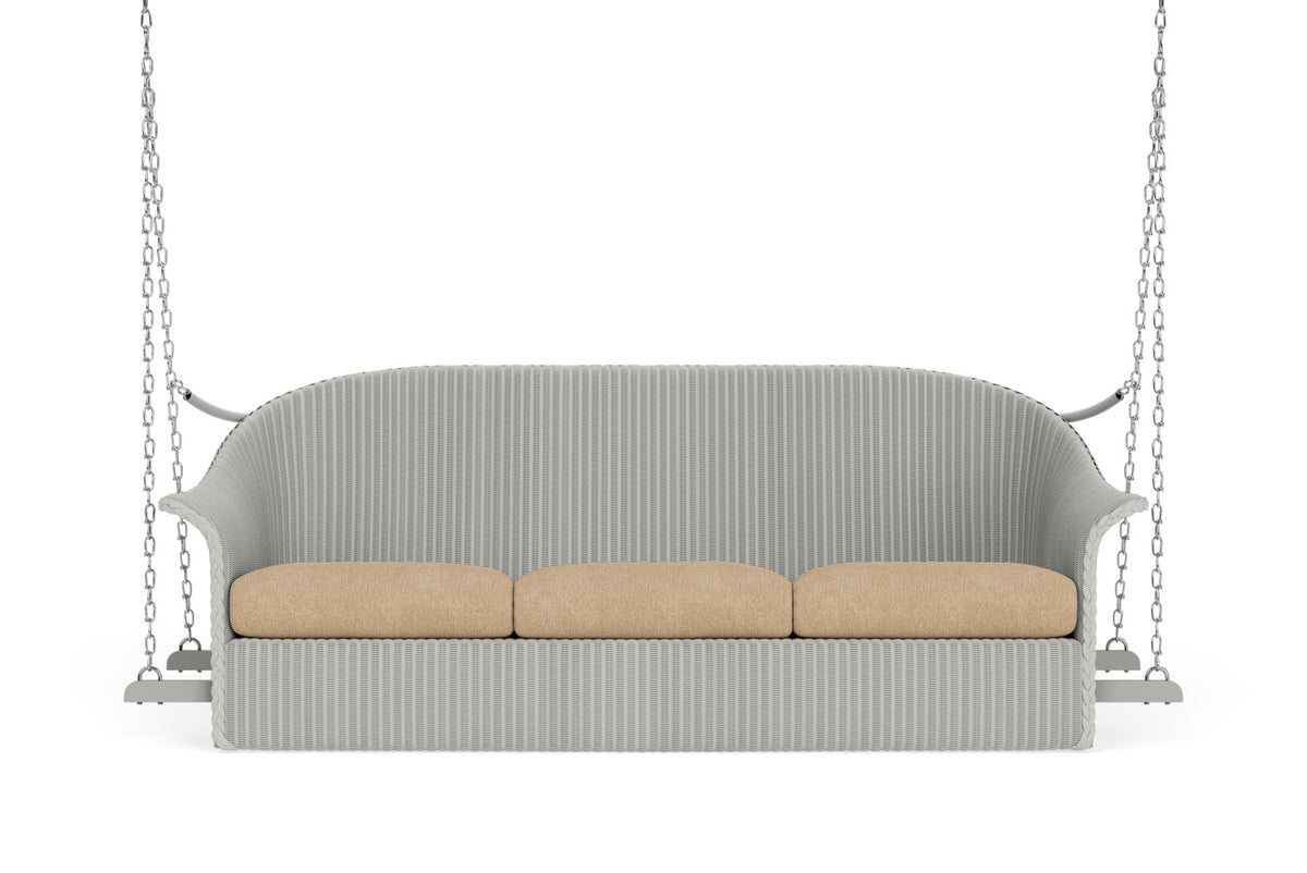 Lloyd Flanders Lloyd Loom 3-Seat Sofa Swing – 1x1 Weave in Platinum with Hayden Sand fabric