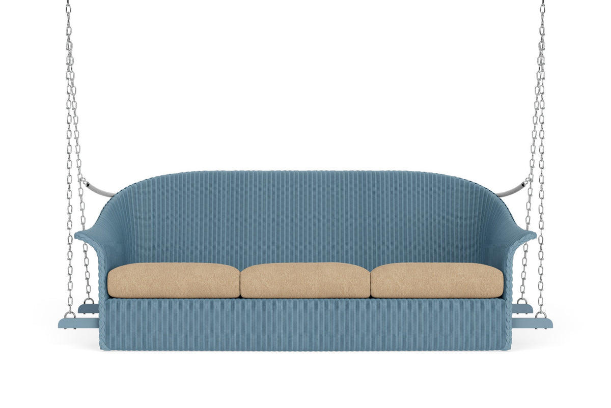 Lloyd Flanders Lloyd Loom 3-Seat Sofa Swing – 1x1 Weave in Stillwater with Hayden Sand fabric