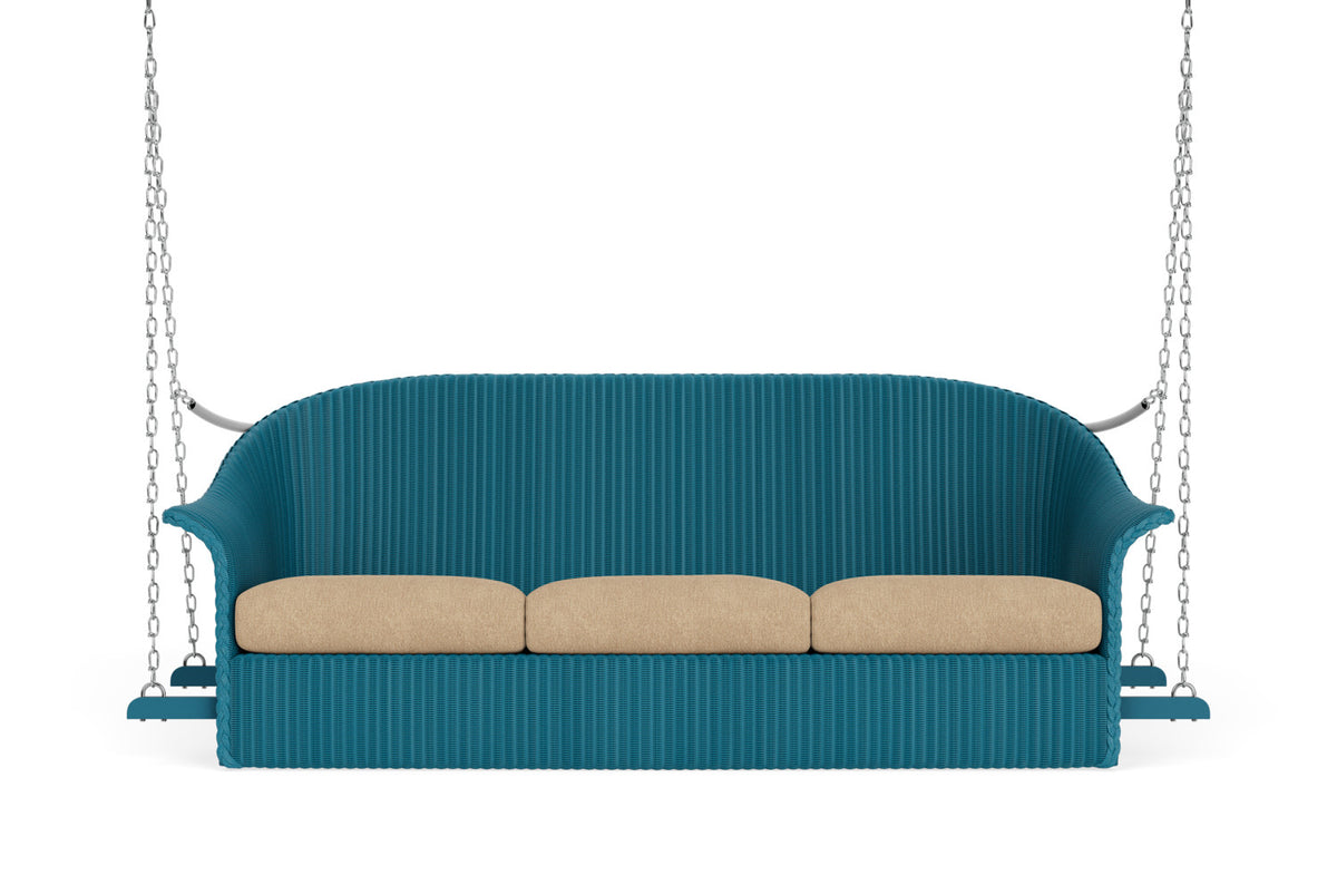 Lloyd Flanders Lloyd Loom 3-Seat Sofa Swing – 1x1 Weave in Peacock with Hayden Sand fabric