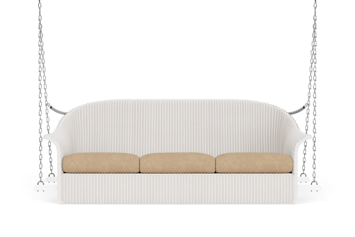 Lloyd Flanders Lloyd Loom 3-Seat Sofa Swing – 1x1 Weave in White with Hayden Sand fabric