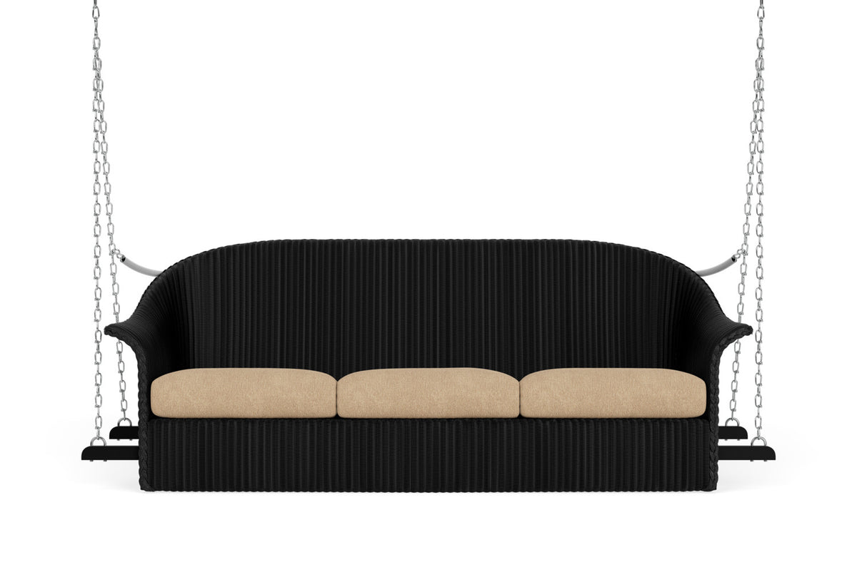 Lloyd Flanders Lloyd Loom 3-Seat Sofa Swing – 1x1 Weave in Ebony with Hayden Sand fabric