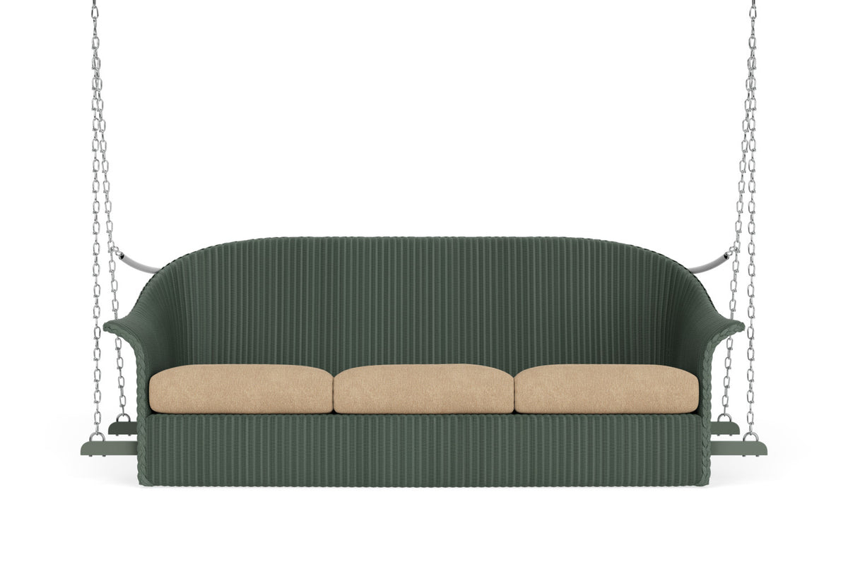 Lloyd Flanders Lloyd Loom 3-Seat Sofa Swing – 1x1 Weave in Spruce with Hayden Sand fabric