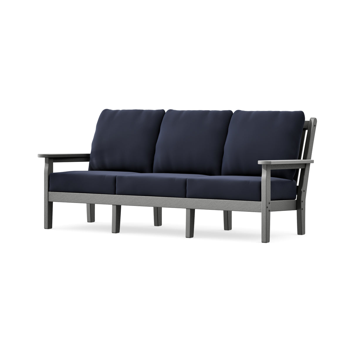 POLYWOOD Chippendale Deep Seating Sofa in Slate Grey / Navy