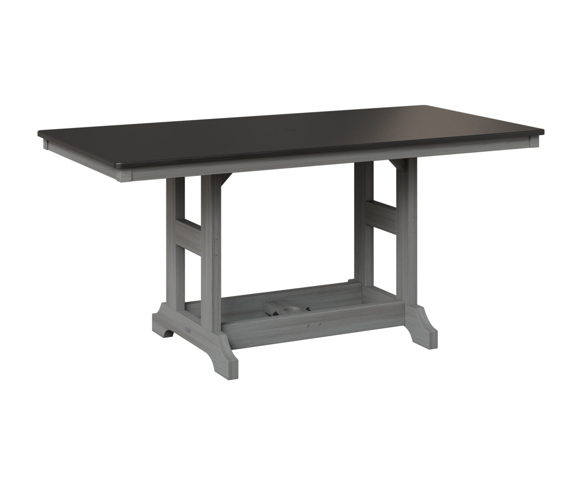 Berlin Gardens Garden Classic 33" x 66" Rectangular Table in Driftwood Gray, Hammered Black top