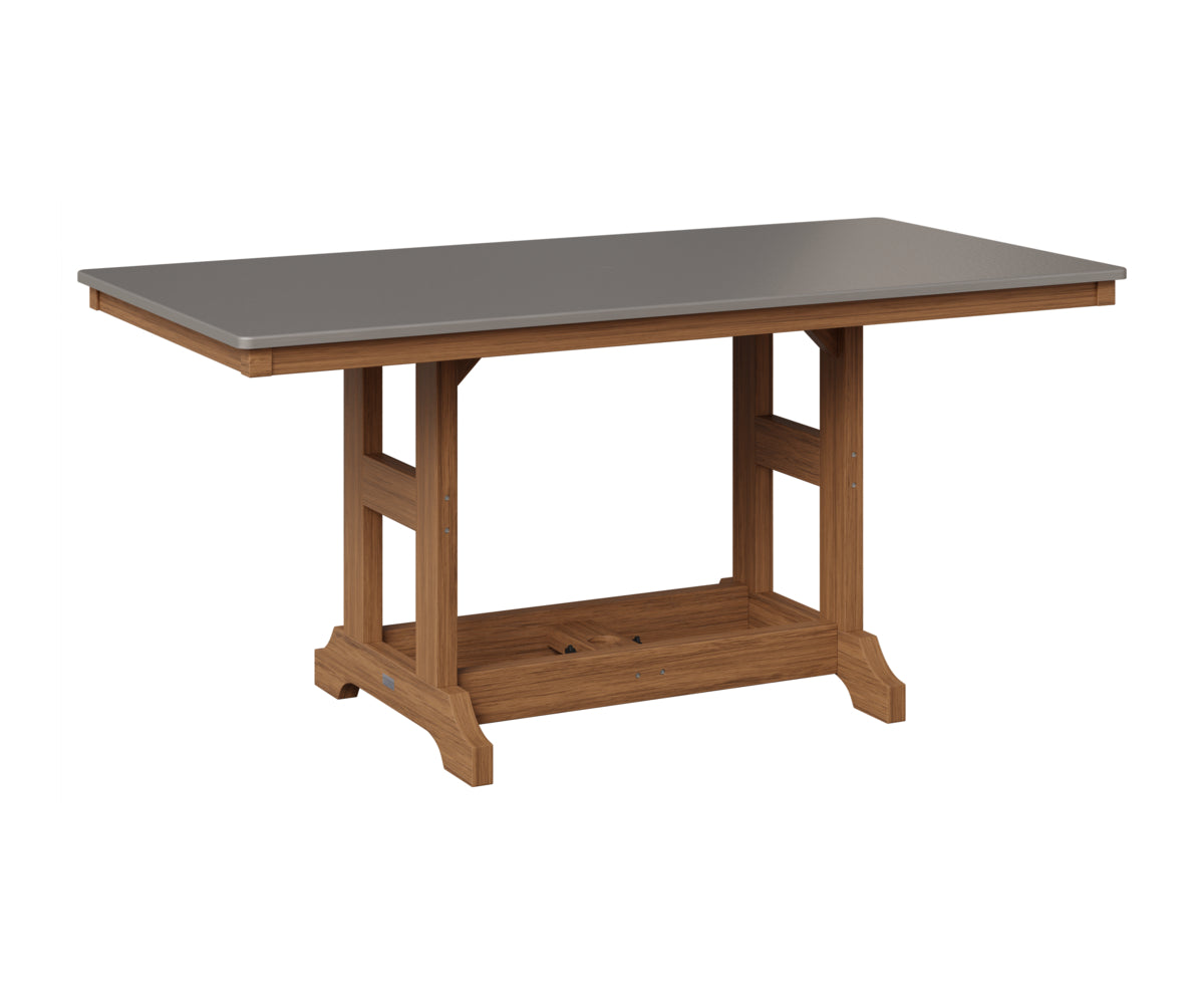 Berlin Gardens Garden Classic 33" x 66" Rectangular Table in Antique Mahogany, Hammered Stainless top