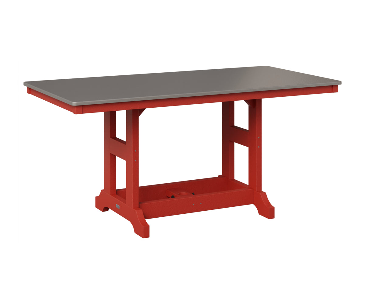 Berlin Gardens Garden Classic 33" x 66" Rectangular Table in Scarlet Red, Hammered Stainless top
