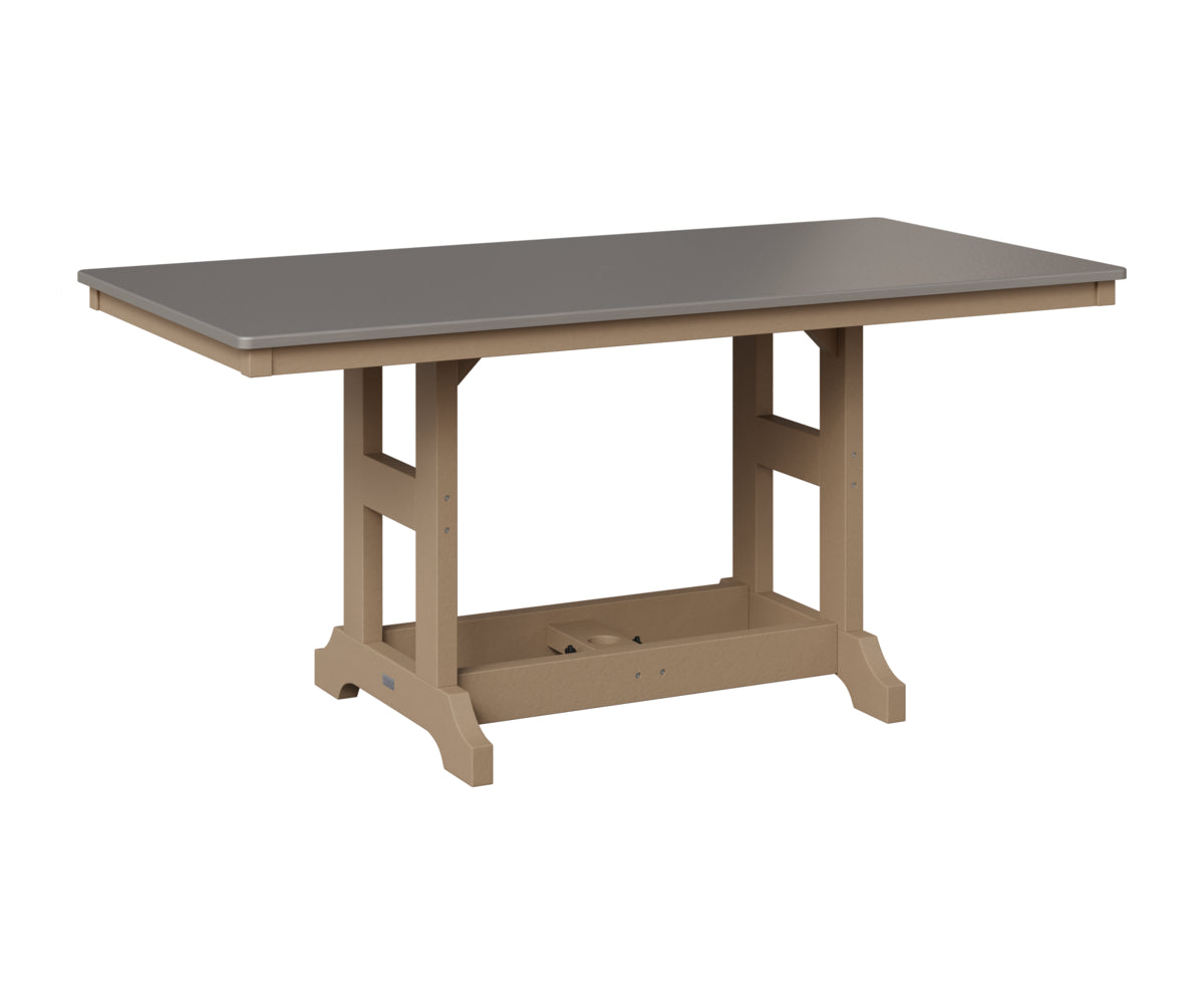 Berlin Gardens Garden Classic 33" x 66" Rectangular Table in Weatherwood, Hammered Stainless top