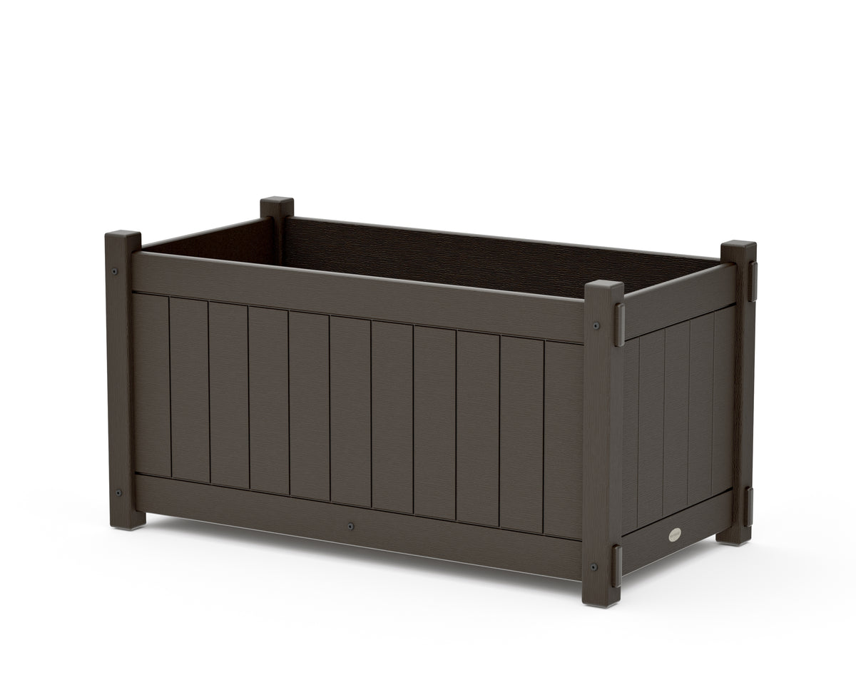 POLYWOOD Vineyard Large Rectangle Double Planter Box in Vintage Coffee