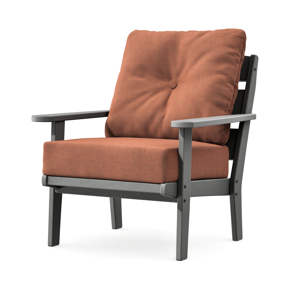 POLYWOOD Lakeside Deep Seating Chair in Slate Grey / Play Adobe