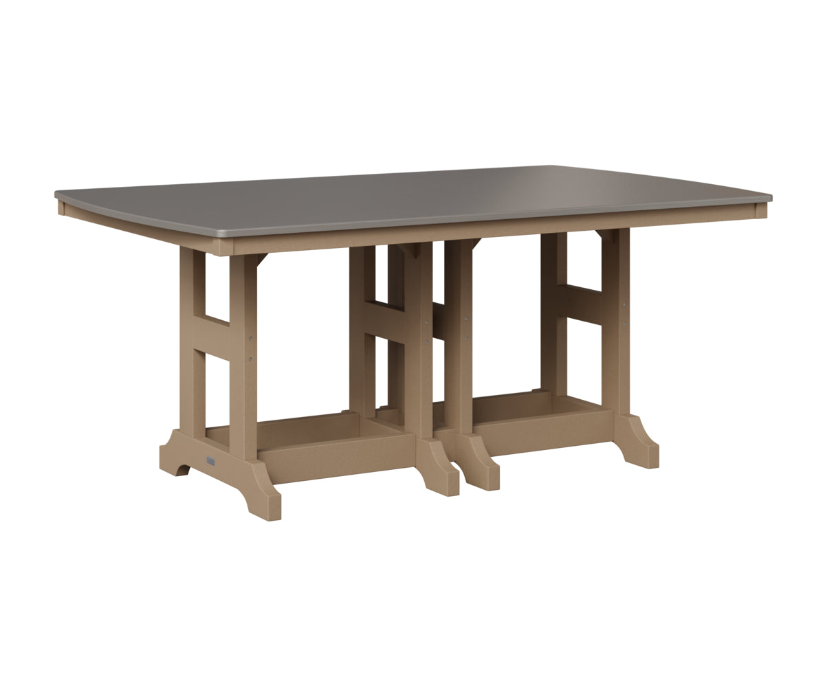 Berlin Gardens Garden Classic 44" x 72" Rectangular Table in Weatherwood, Hammered Stainless top