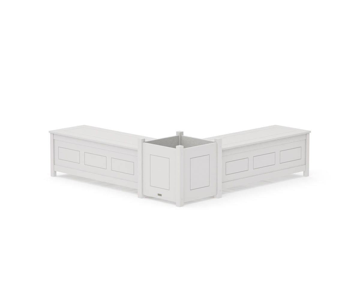 POLYWOOD 48" Country Living L-Shaped Planter Storage Bench Set - Large in Vintage White