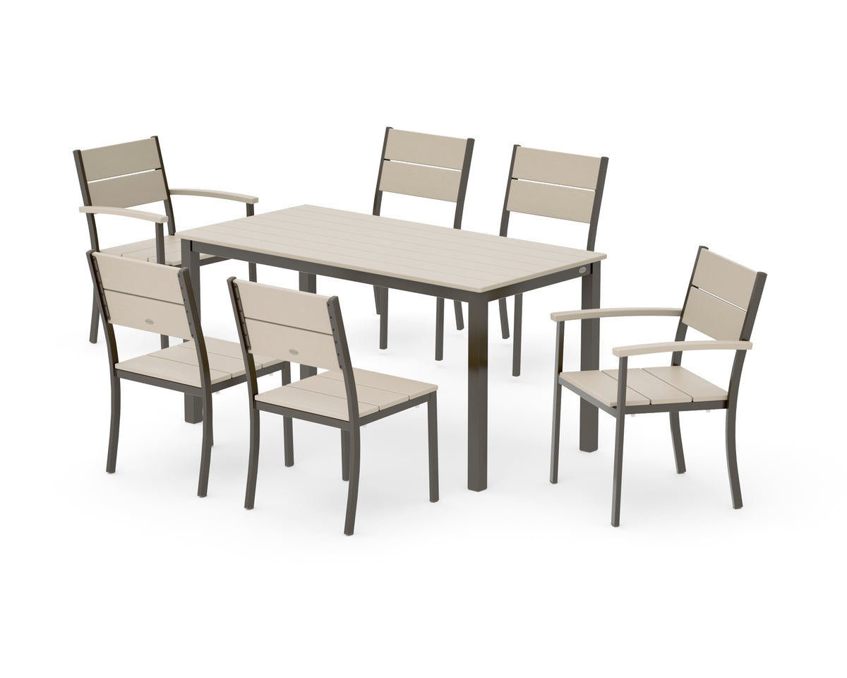 POLYWOOD Main Street 7-Piece Dining Set with Main Street 30 x 60 Dining Table in Bronze / Sand
