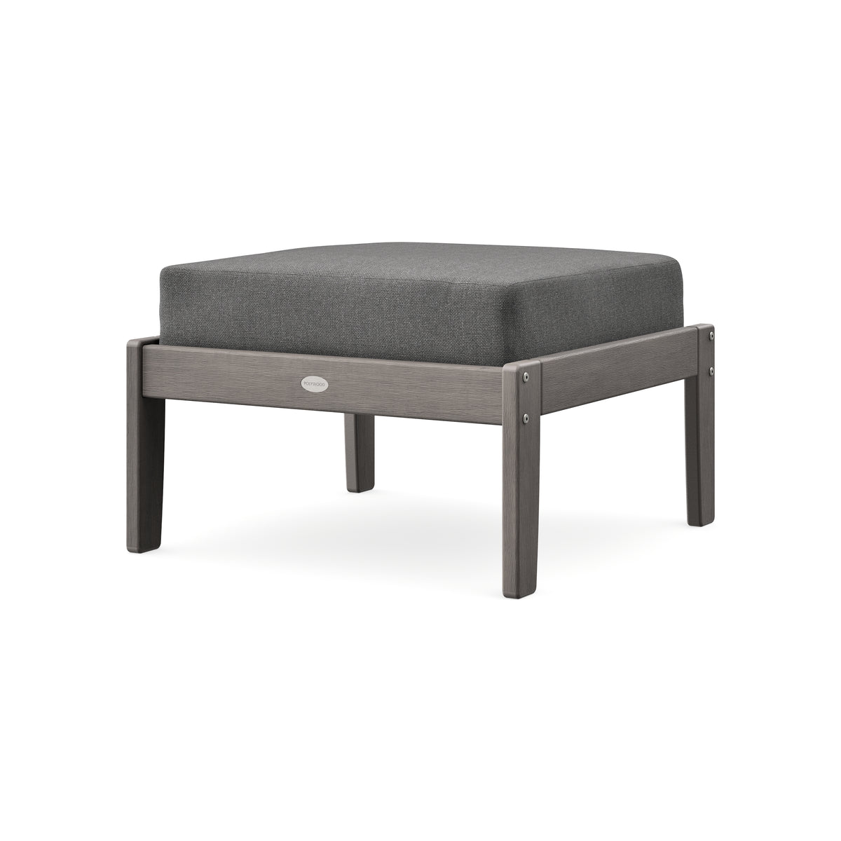 POLYWOOD Braxton Deep Seating Ottoman in Driftwood / Ash Charcoal