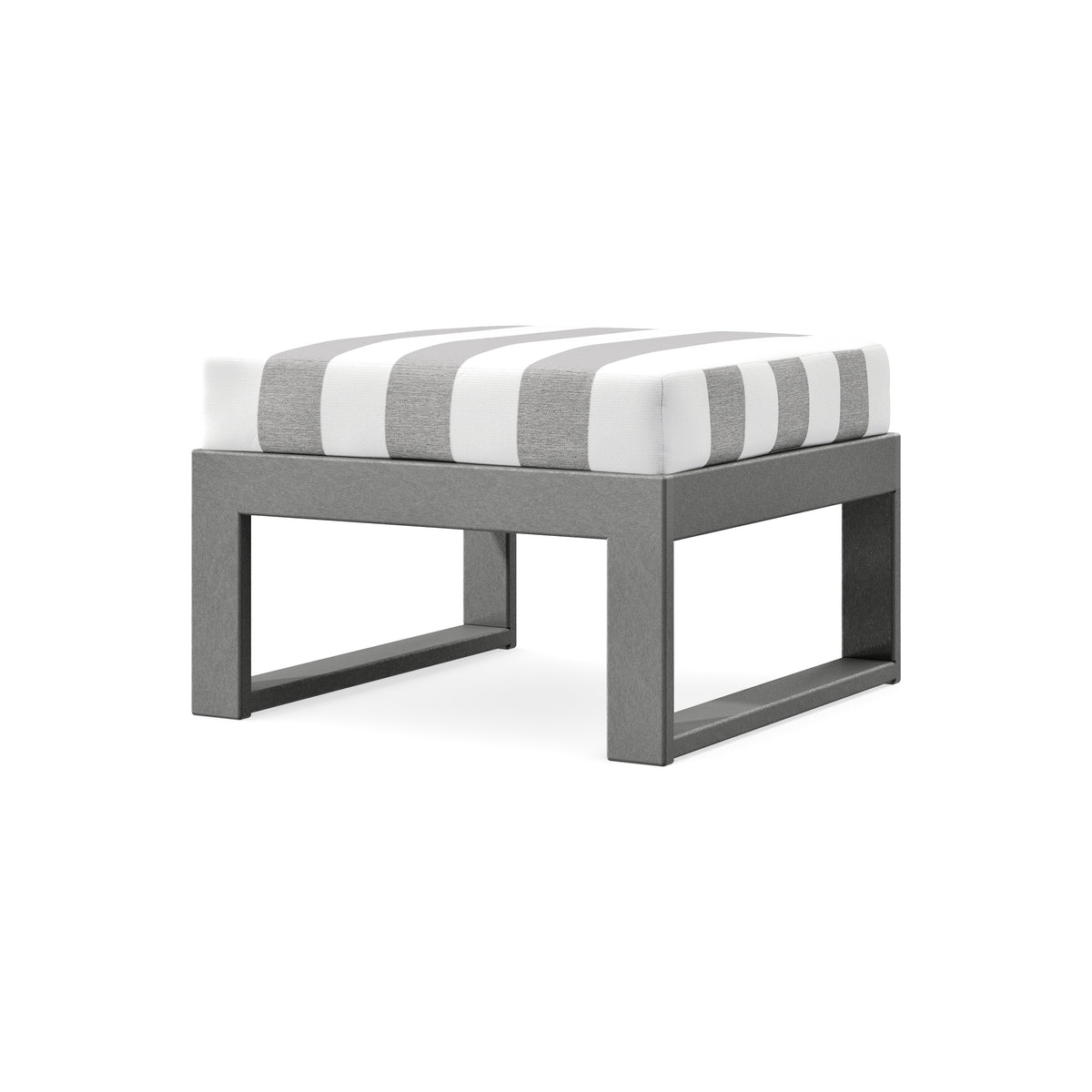 POLYWOOD Modular Ottoman - Modern in Slate Grey / Cabana Stripe Grey Mist