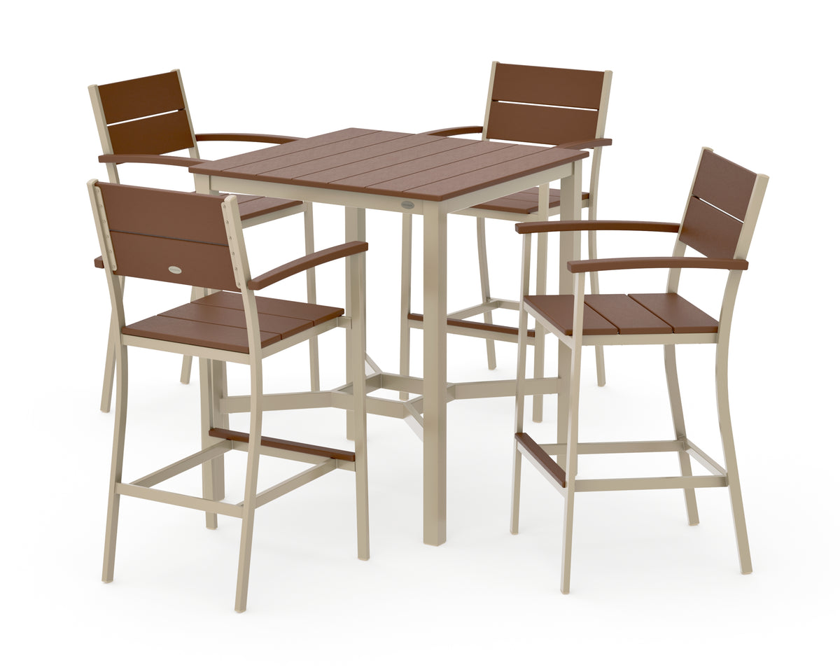 POLYWOOD Main Street 5-Piece Bar Set in Sand / Teak