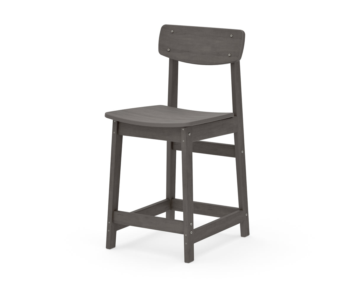 POLYWOOD Modern Studio Urban Counter Chair in Driftwood