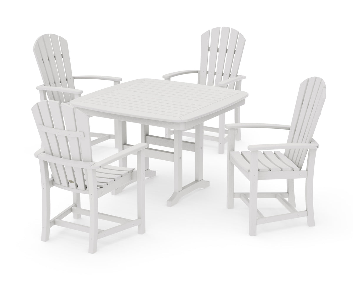 POLYWOOD Palm Coast 5-Piece Dining Set with Trestle Legs - 44" Table in Vintage White