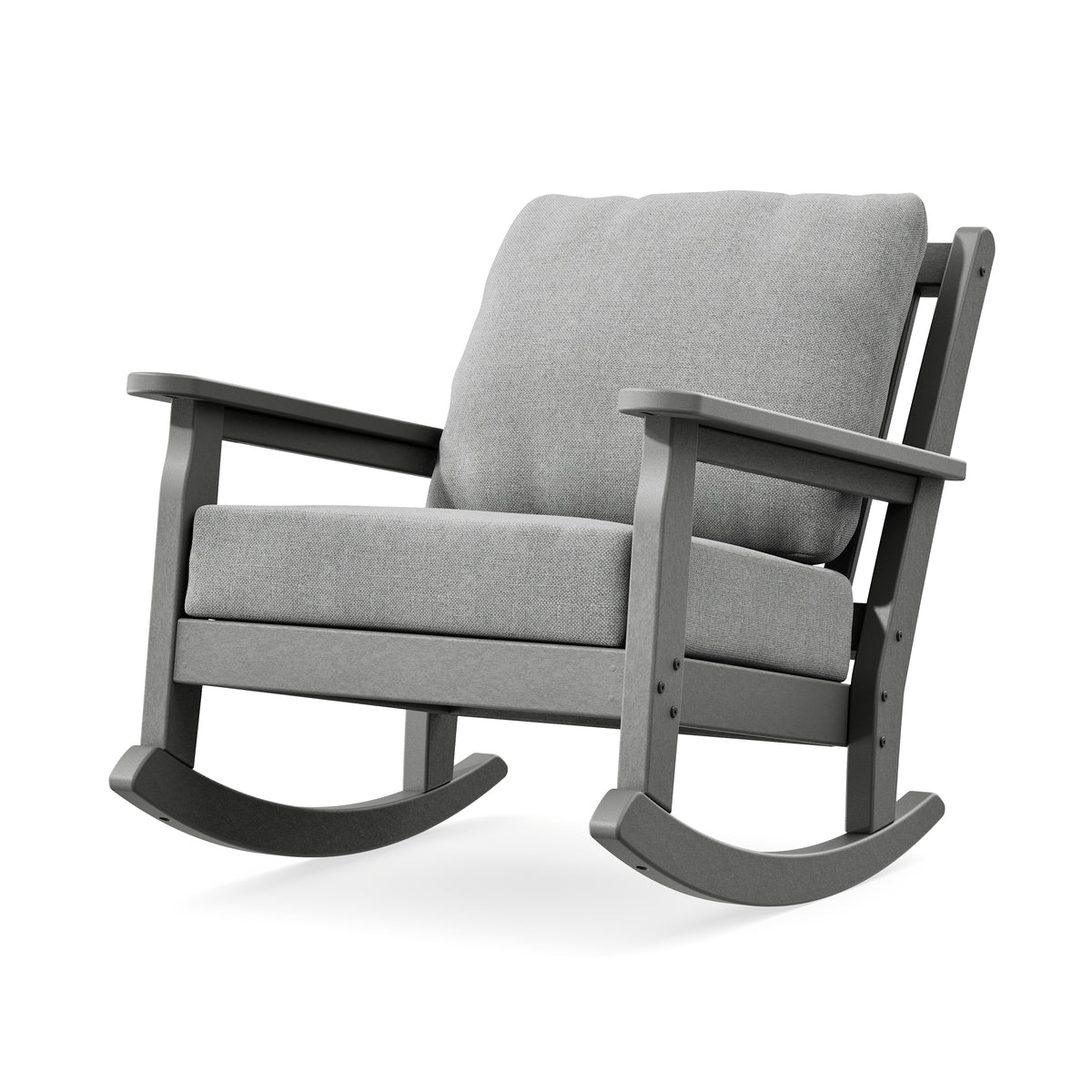 POLYWOOD Chippendale Deep Seating Rocking Chair in Slate Grey / Grey Mist