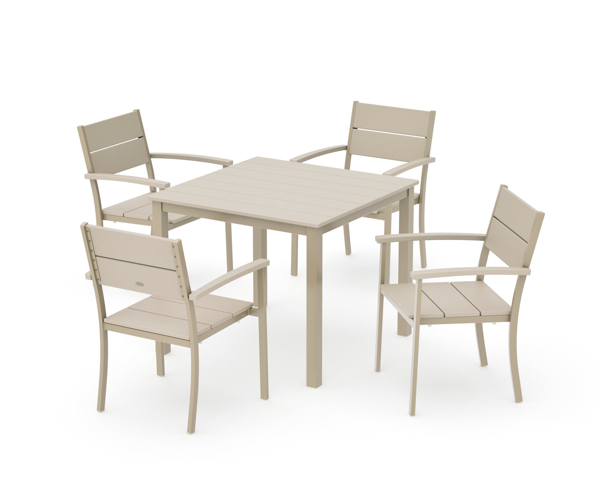 POLYWOOD Main Street 5-Piece Dining Set with Main Street 36" x 36" Dining Table in Sand / Sand