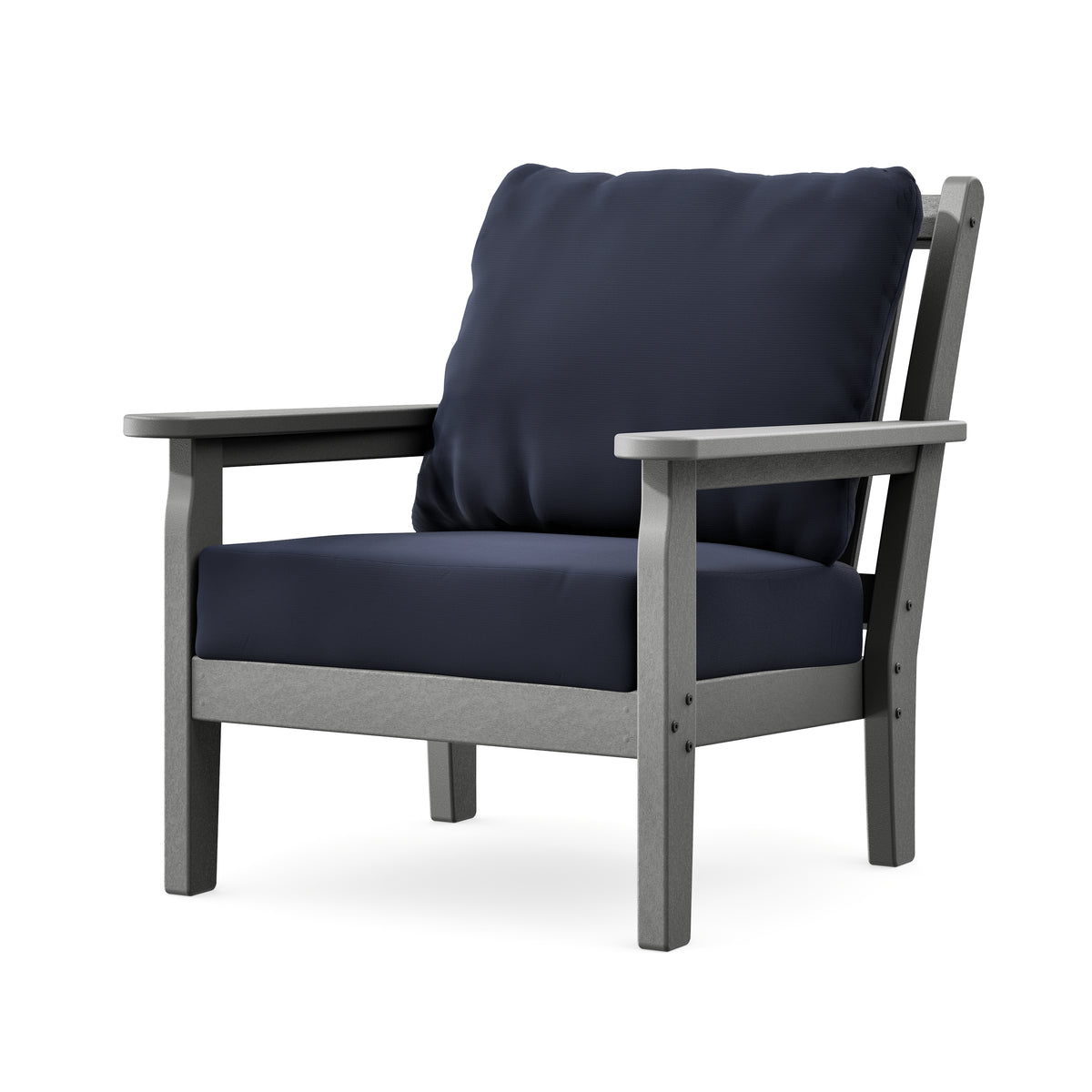 POLYWOOD Chippendale Deep Seating Chair in Slate Grey / Navy