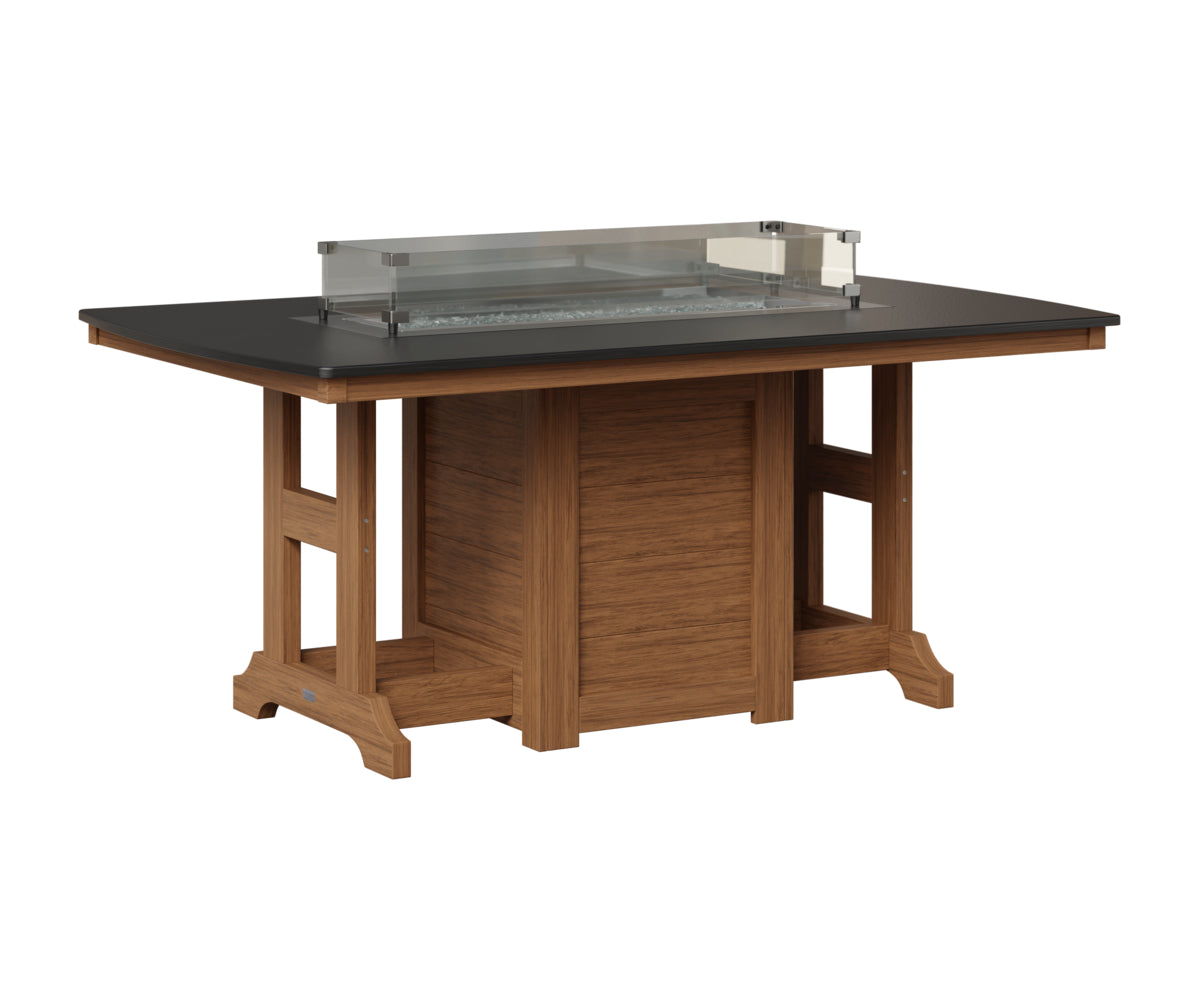 Berlin Gardens Garden Classic 44" x 72" Rectangular Fire Table in Antique Mahogany, Hammered Black top