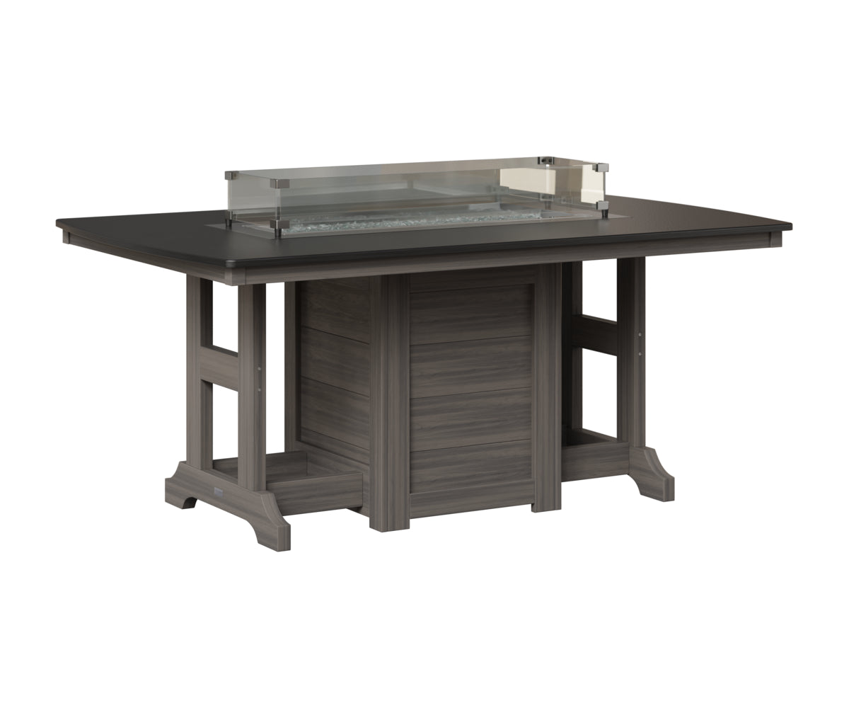 Berlin Gardens Garden Classic 44" x 72" Rectangular Fire Table in Coastal Gray, Hammered Black top