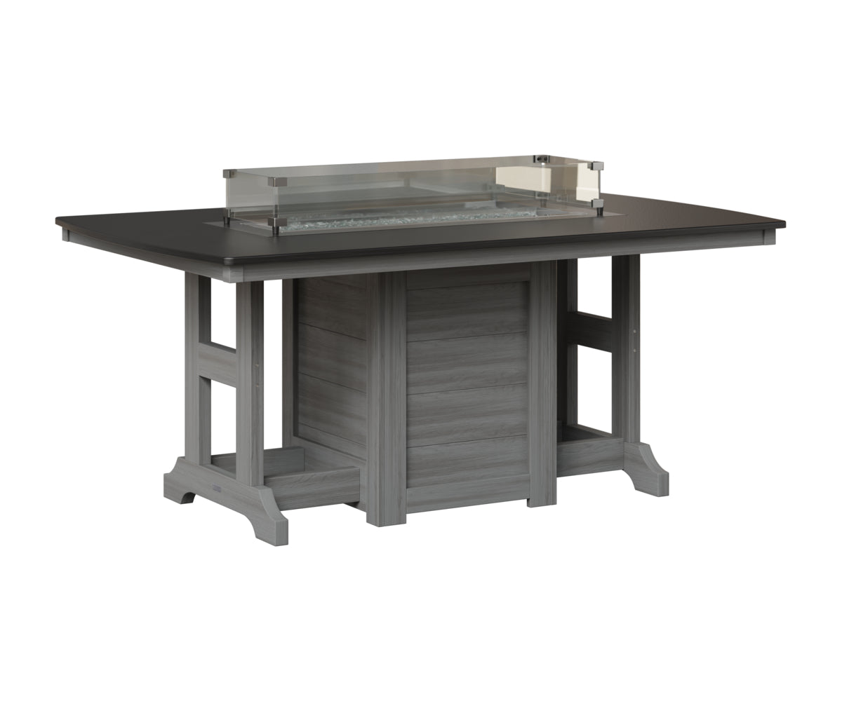 Berlin Gardens Garden Classic 44" x 72" Rectangular Fire Table in Driftwood Gray, Hammered Black top
