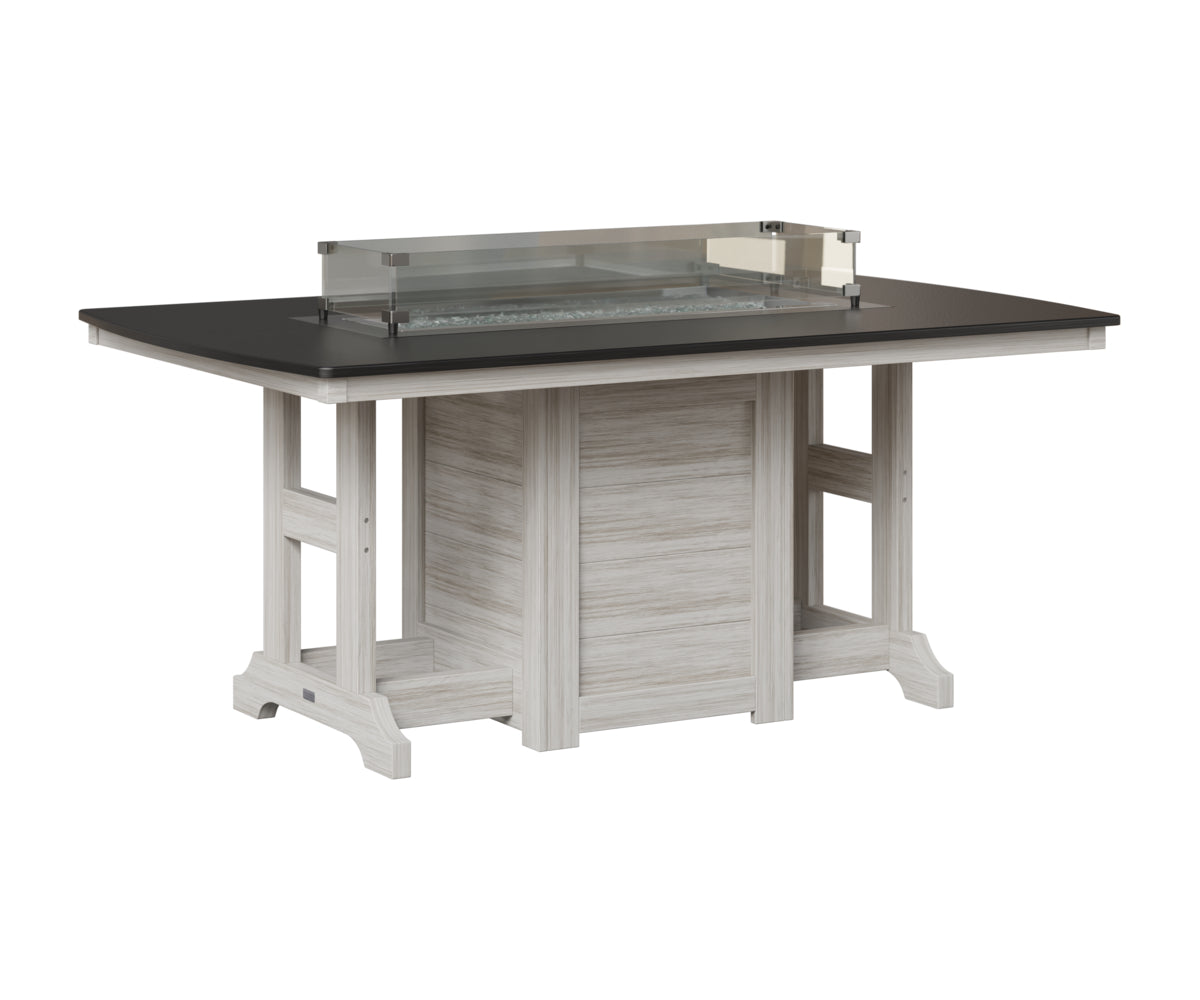 Berlin Gardens Garden Classic 44" x 72" Rectangular Fire Table in Seashell, Hammered Black top