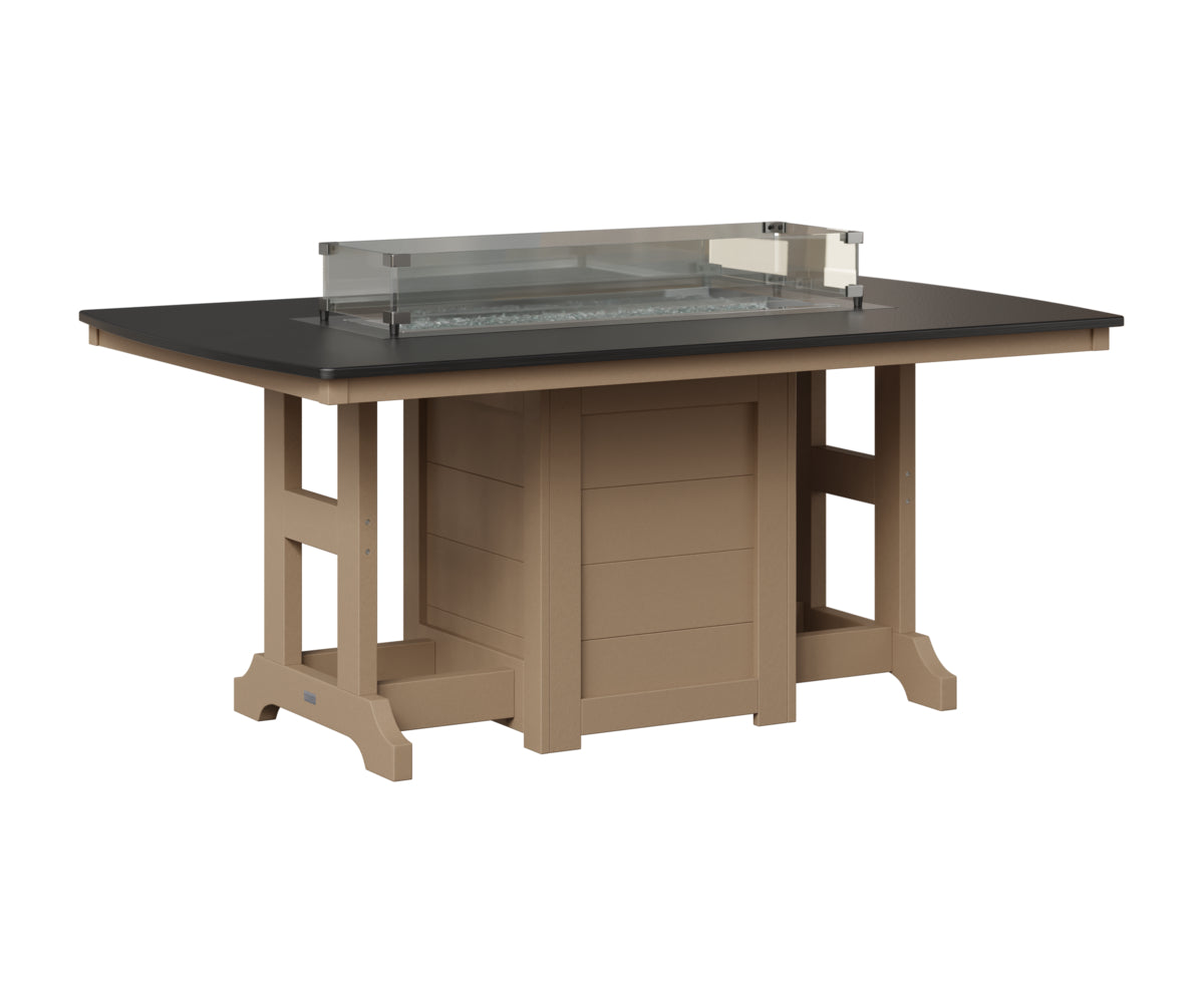 Berlin Gardens Garden Classic 44" x 72" Rectangular Fire Table in Weatherwood, Hammered Black top