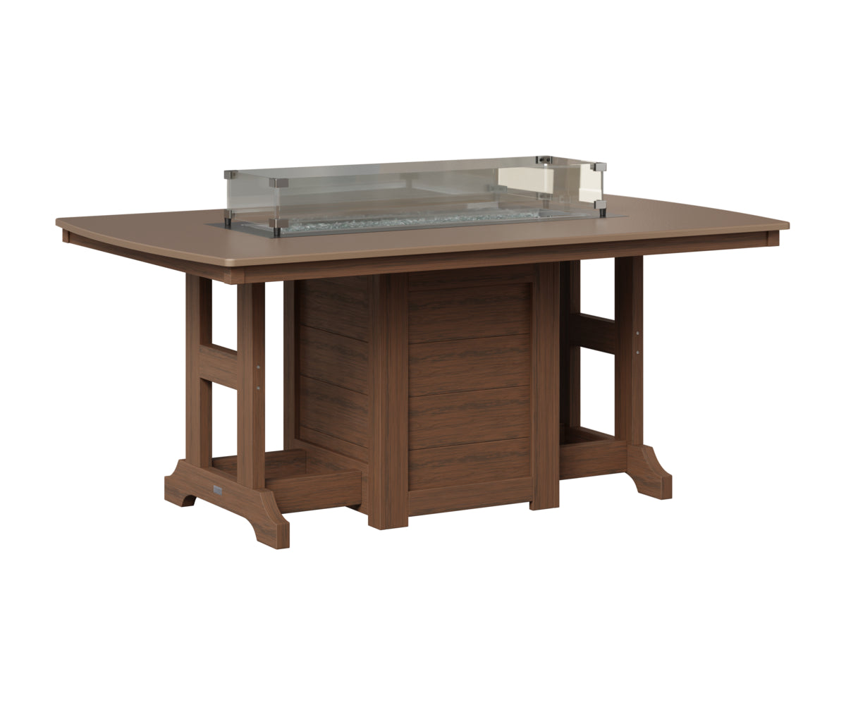 Berlin Gardens Garden Classic 44" x 72" Rectangular Fire Table in Brazilian Walnut, Hammered Bronze top