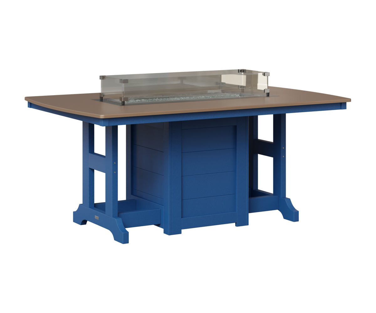 Berlin Gardens Garden Classic 44" x 72" Rectangular Fire Table in Pacific Blue, Hammered Bronze top