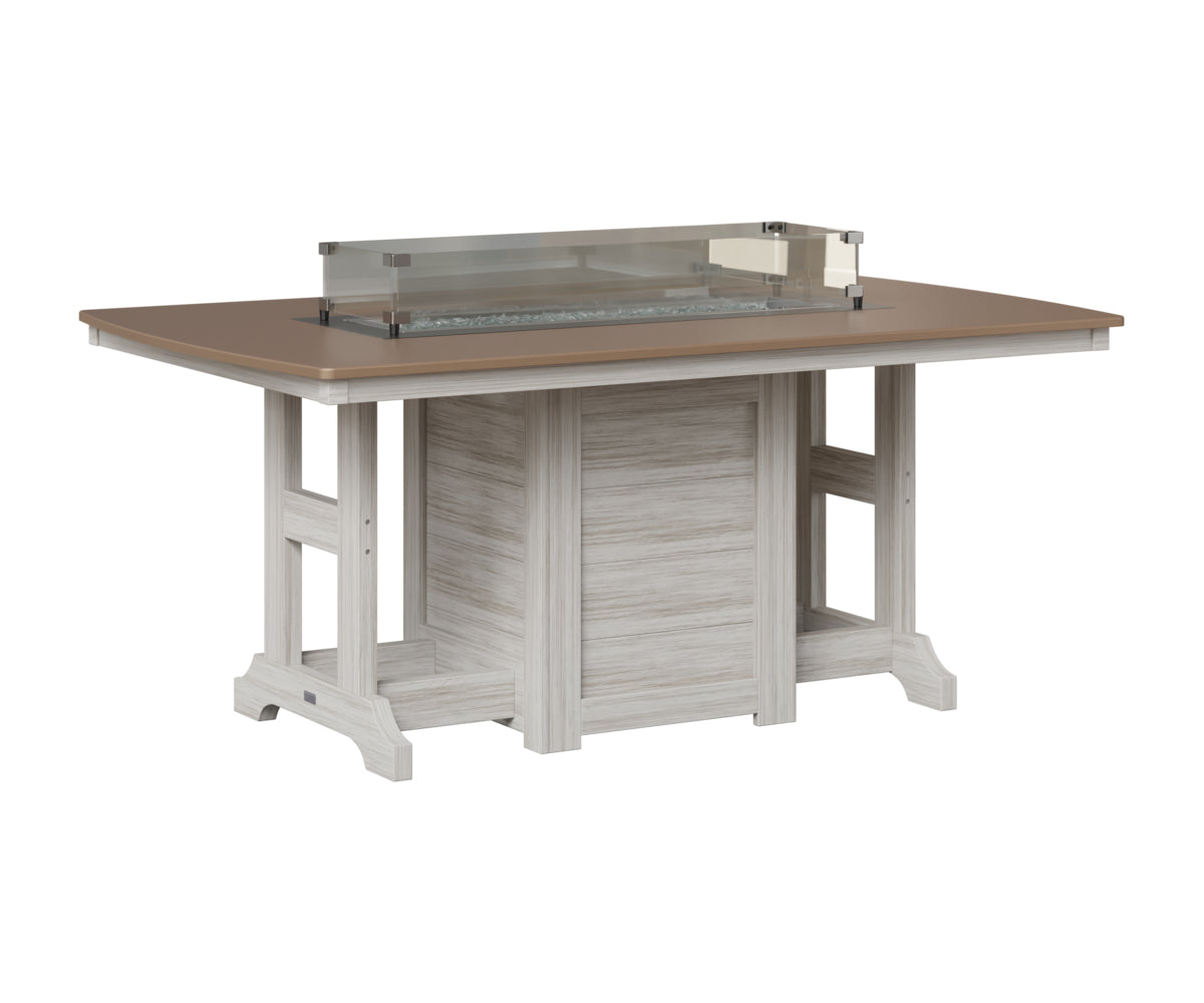 Berlin Gardens Garden Classic 44" x 72" Rectangular Fire Table in Seashell, Hammered Bronze top