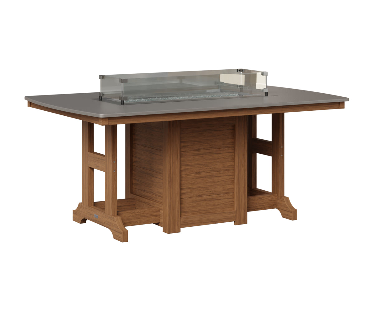 Berlin Gardens Garden Classic 44" x 72" Rectangular Fire Table in Antique Mahogany, Hammered Stainless top