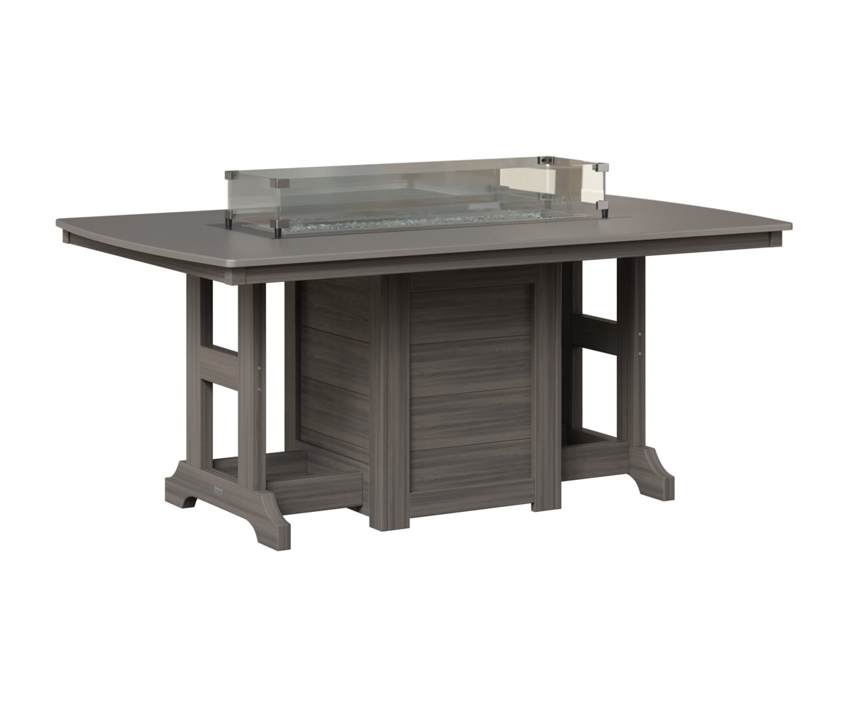 Berlin Gardens Garden Classic 44" x 72" Rectangular Fire Table in Coastal Gray, Hammered Stainless top