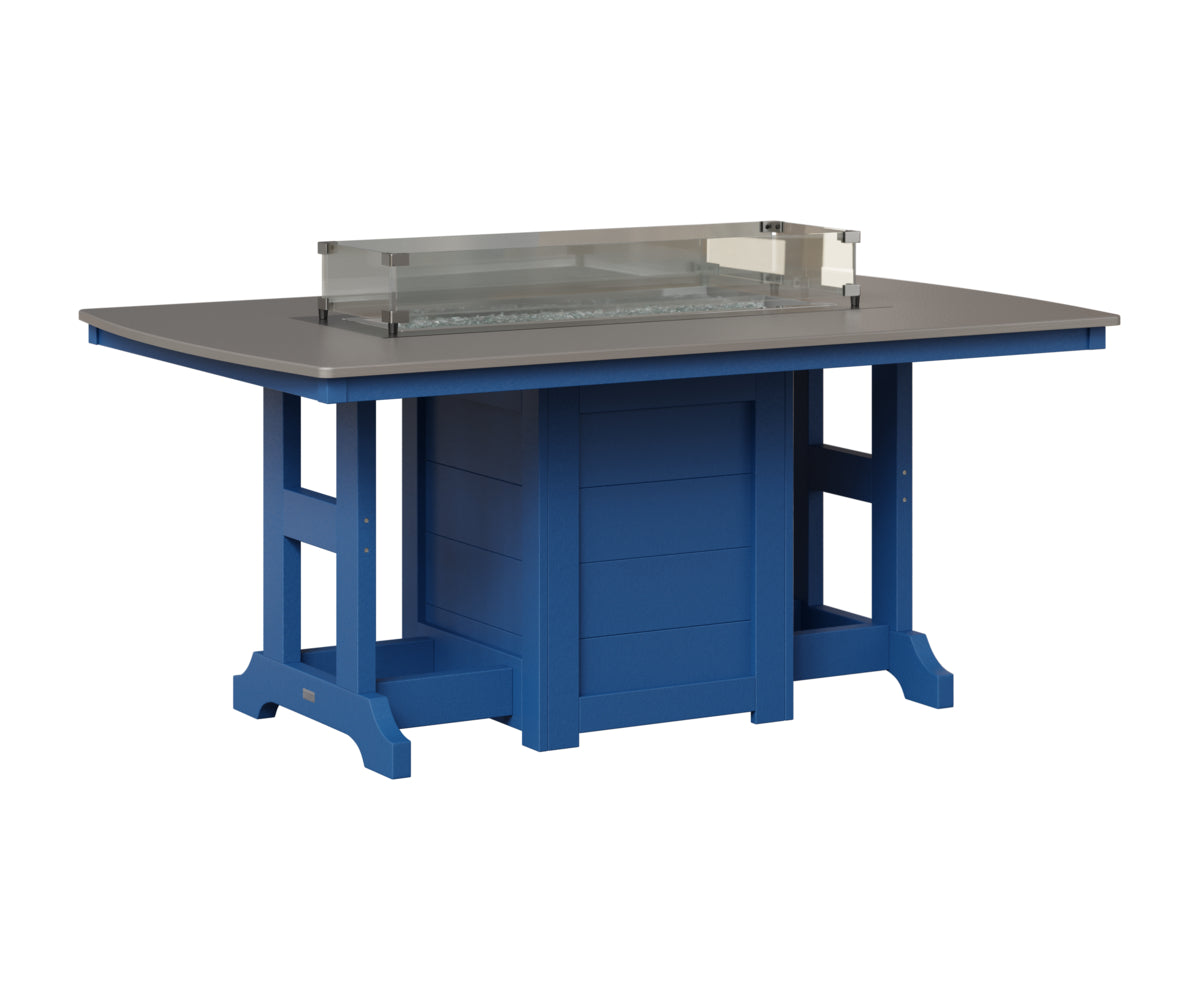 Berlin Gardens Garden Classic 44" x 72" Rectangular Fire Table in Pacific Blue, Hammered Stainless top