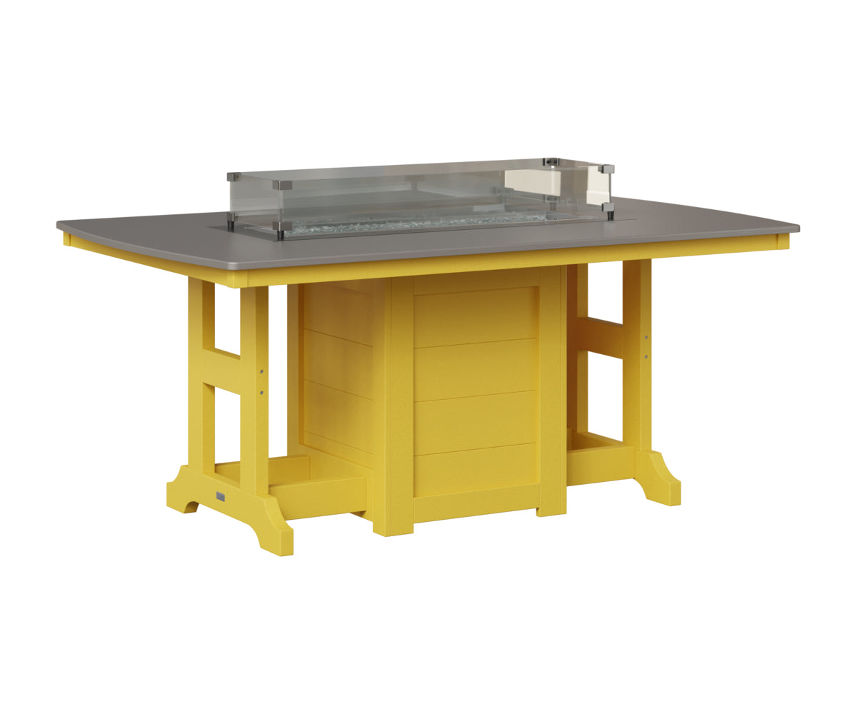 Berlin Gardens Garden Classic 44" x 72" Rectangular Fire Table in Sunburst Yellow, Hammered Stainless top