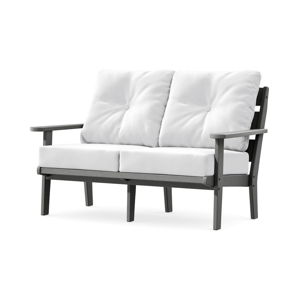 POLYWOOD Lakeside Deep Seating Loveseat in Slate Grey / Natural