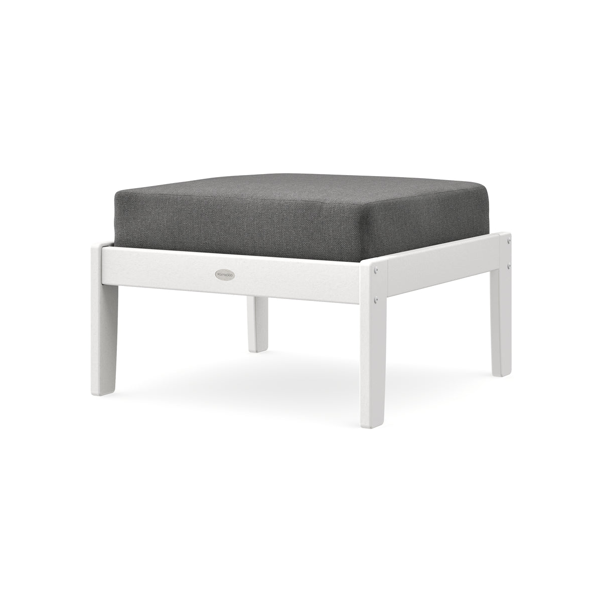 POLYWOOD Braxton Deep Seating Ottoman in White / Ash Charcoal