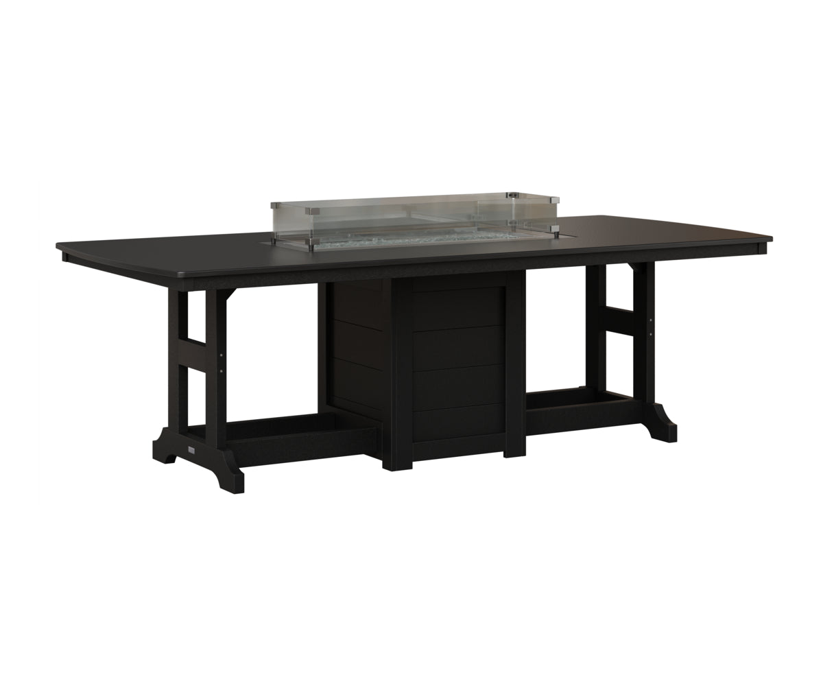 Berlin Gardens Garden Classic 44" x 96" Rectangular Fire Table in Black, Hammered Black top