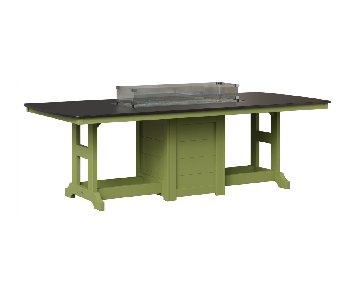 Berlin Gardens Garden Classic 44" x 96" Rectangular Fire Table in Kiwi Green, Hammered Black top
