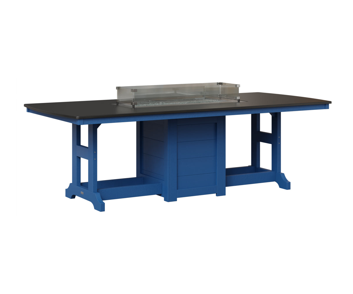 Berlin Gardens Garden Classic 44" x 96" Rectangular Fire Table in Pacific Blue, Hammered Black top