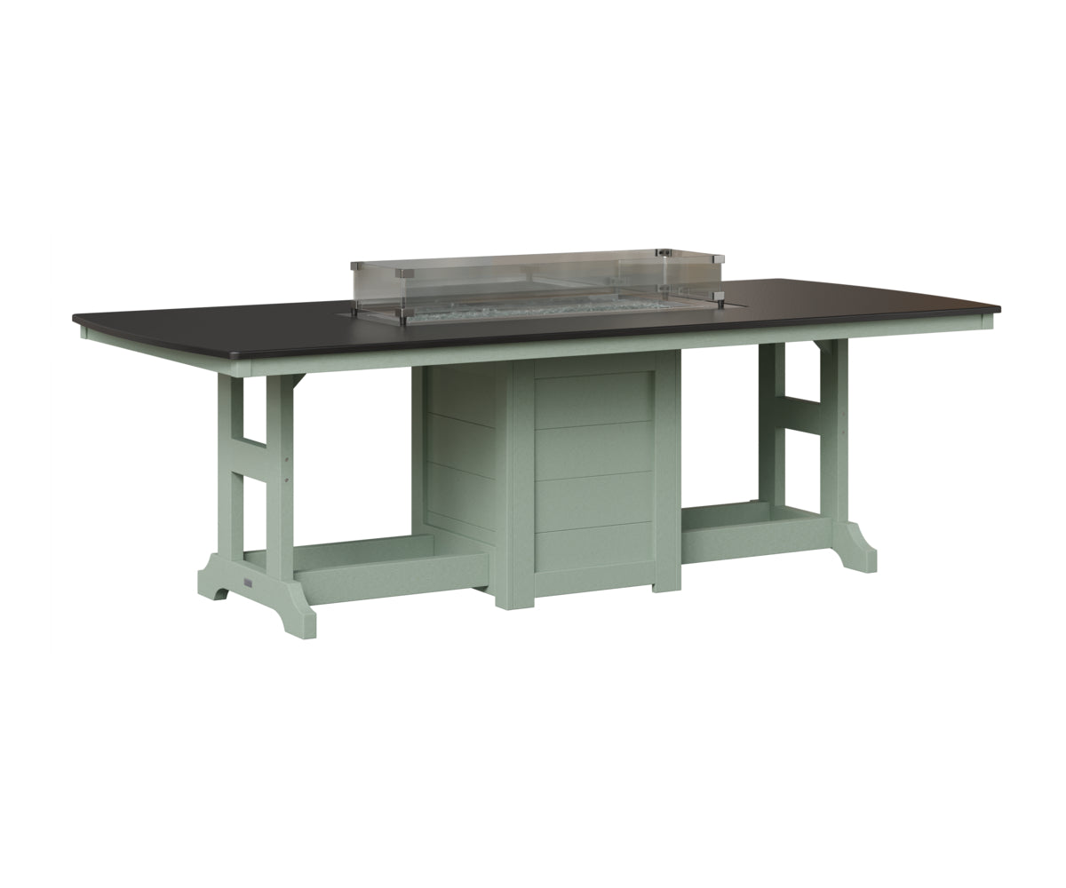 Berlin Gardens Garden Classic 44" x 96" Rectangular Fire Table in Sea Foam, Hammered Black top