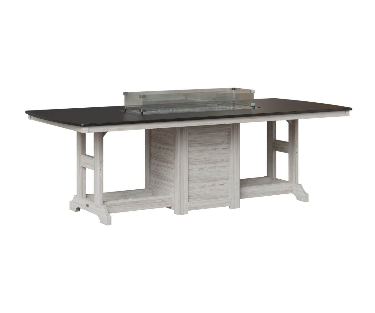 Berlin Gardens Garden Classic 44" x 96" Rectangular Fire Table in Seashell, Hammered Black top